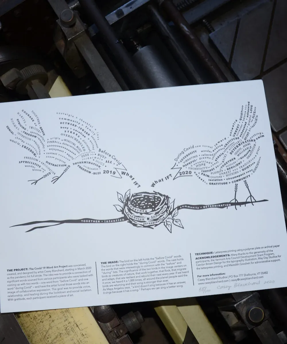 Letterpress printed work by Casey Blanchard